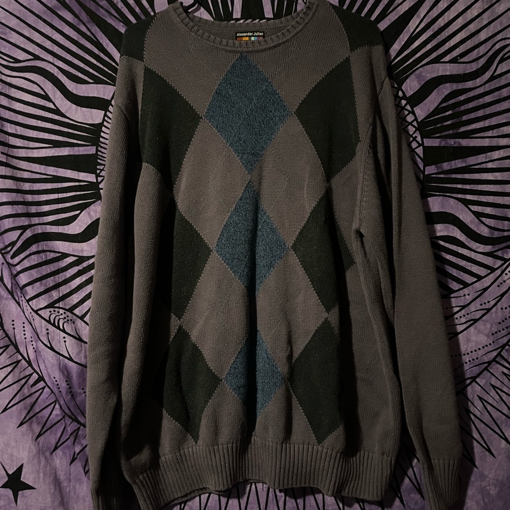 Argyle Sweater in Green and Gray